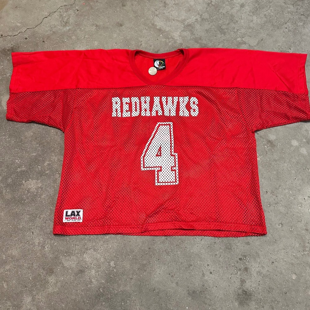 VTG 90s Lax World Jersey Mens XL‎ Red Redhawks Lacrosse Mesh Practice USA Made